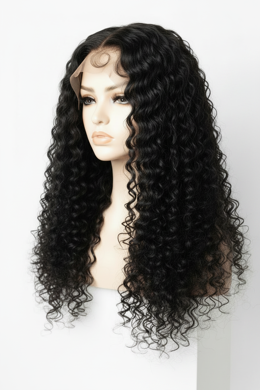 30 Inch Deep Wave Wig 250 Density - three quarter view