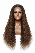 30 Inch Deep Wave Wig Color 4/27 - front view on brown mannequin