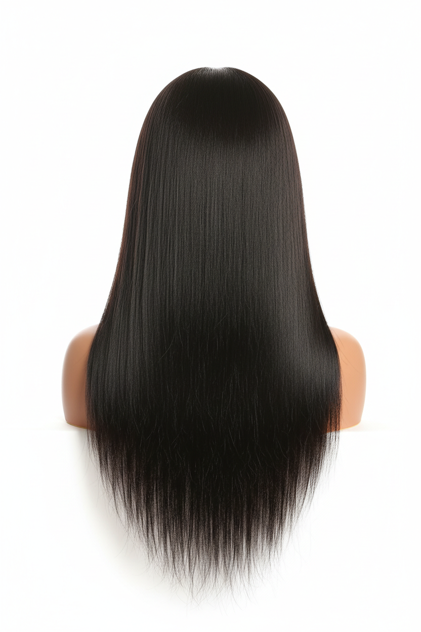 28 Inch Straight Wig Natural Color - back view